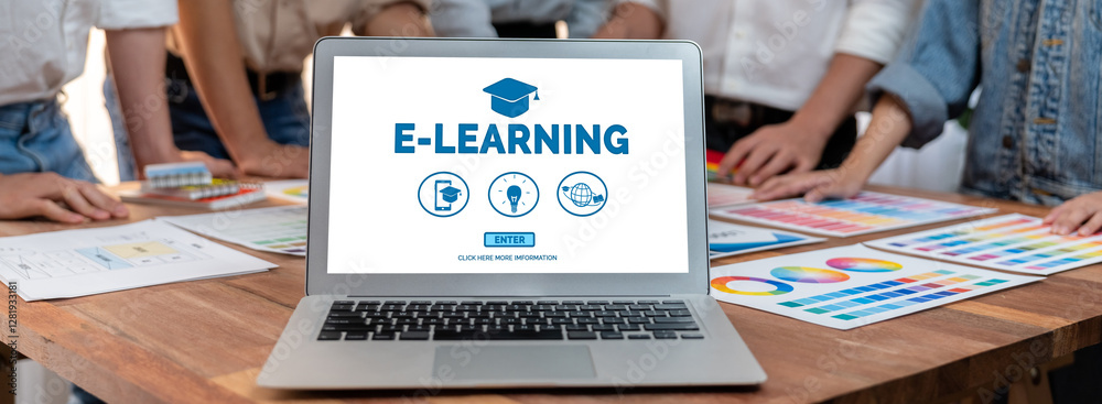 Aufkleber E-learning website with brisk sofware for student to study online on the internet network