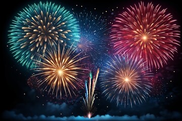 Naklejka premium fireworks in the night sky with a dark background