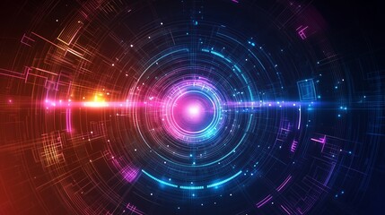 Obraz premium Futuristic abstract background with neon technology
