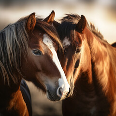 romantic two horses hugging each other image background