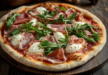 pizza with salami and mushrooms