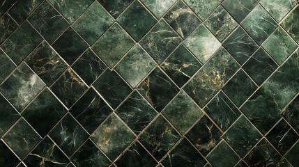 Elegant green marble and pine diamond tile design for home decor