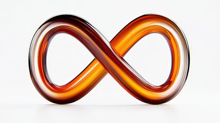 Elegant amber infinity symbol sculpture on a white background