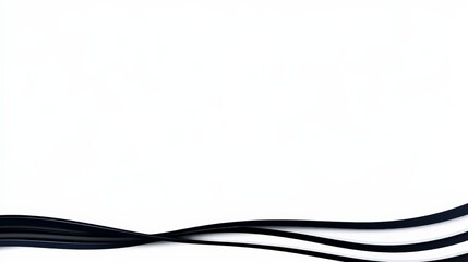 Elegant black wave design on minimalist white background for visuals