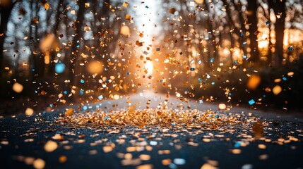Sunset confetti road celebration