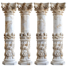 Naklejka premium Three ornate marble pillars in a row