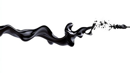 Flowing Black Liquid Texture on White Background for Creative Design