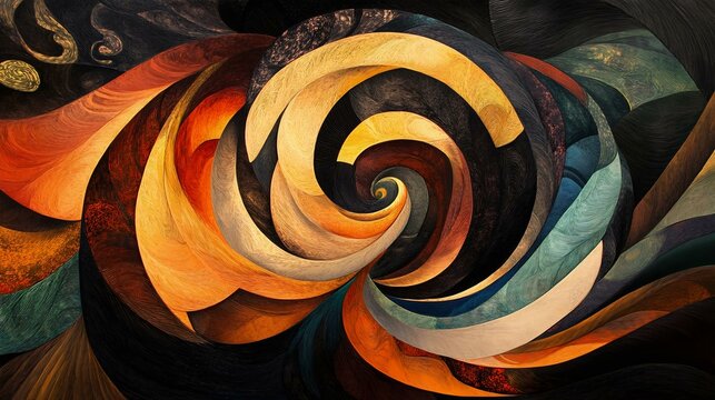 An abstract swirl of colors and textures, creating a mesmerizing visual experience that draws the viewer into a vibrant vortex.