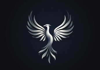 Fototapeta premium Elegant Silver Phoenix Bird Design Illustration