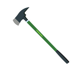Heavy-duty mattock axe with green handle for gardening, digging, and landscaping work
