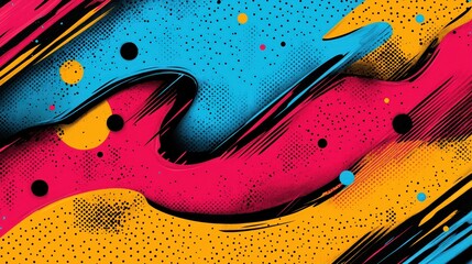 Obraz premium Comics illustration in retro 90s pop art style with abstract psychedelic background