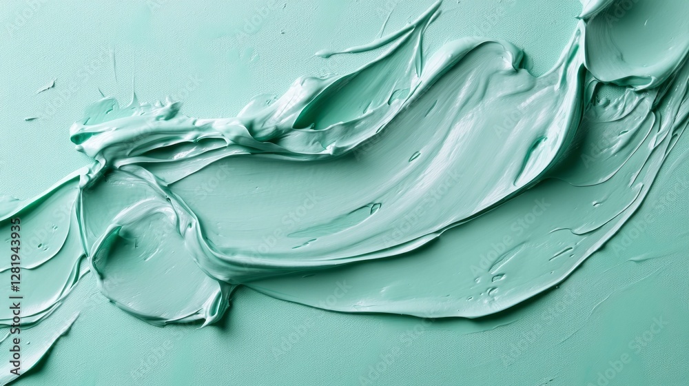Poster soft swirls of mint green paint showcase an abstract texture that radiates tranquility. this smooth 