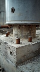 Metal pole base, construction site