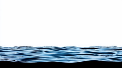Calm Blue Water Surface with Gentle Waves and White Background