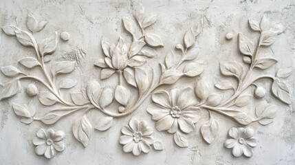 Elegant floral plaster wall texture for interior design and decorative projects