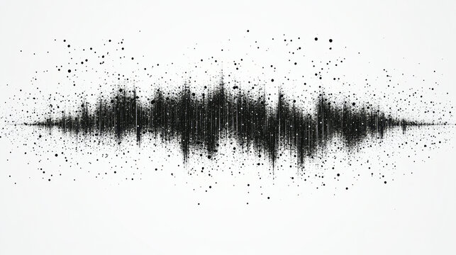 Dynamic black and white halftone sound wave pattern in high-tech minimalistic design