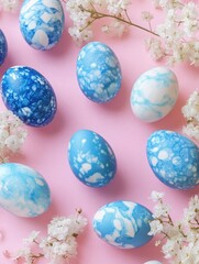 Fototapeta premium Cute assortment of Easter eggs in different colors and patterns for a festive celebration.