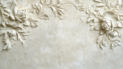 Elegant floral plaster wall texture for interior design and decorative art