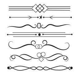 Set of Vintage decorative lines. calligraphic seperator. Line border. Lines separators, Borders, Vintage dividers, Underline elements. Vector illustration