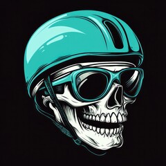 Skull Wearing Helmet and Sunglasses Design