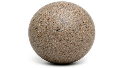 Smooth Round Stone with Granular Texture on a White Background