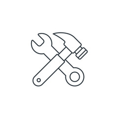 Hammer and Wrench icon symbol vector illustration isolated on white background