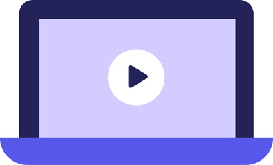 Laptop with Play Button Flat Icon