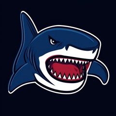 Naklejka premium Aggressive Great White Shark Cartoon Mascot Design
