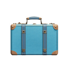 Blue suitcase representing travel and adventure. Perfect for a vacation theme, isolated on a transparent background