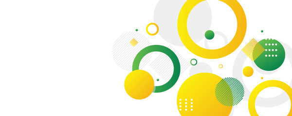 yellow and green circle banner background. Vector abstract graphic design banner pattern background template.