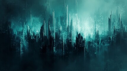 Obraz premium Dark abstract gradient with black and teal hues, softly glowing, evoking a futuristic and mysterious atmosphere