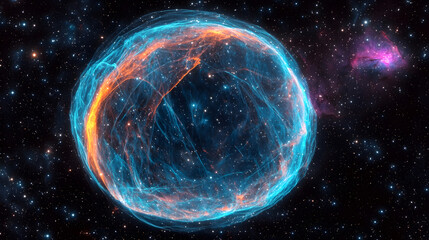 Fototapeta premium Cosmic explosion of stellar nebula outer space digital art galactic environment aerial view astronomical concept