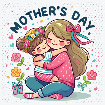 A mother's day hug stock illustration