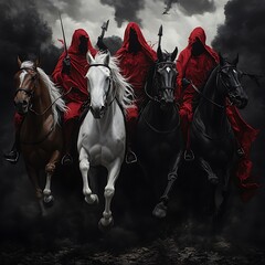 Fototapeta premium Apocalyptic horsemen on a mission of reckoning image