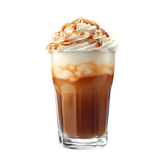 Caramel Cream Soda with Whipped Cream Isolated on Transparent Background
