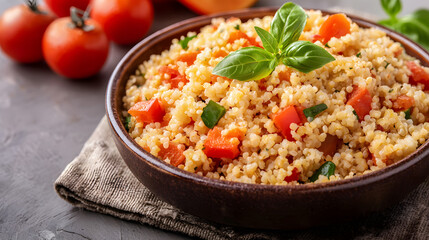 Healthy Couscous Salad with Fresh Vegetables and Herbs