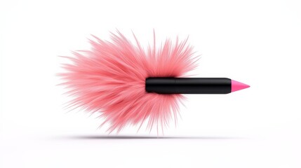Pink Lipstick with Fluffy Texture on White Background for Makeup Enthusiasts