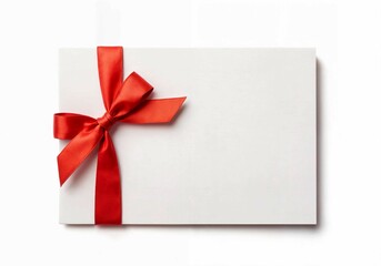 A white envelope elegantly tied with a red ribbon, symbolizes a special message or gift