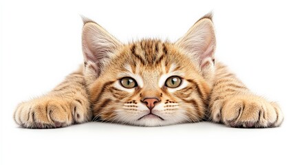 Obraz premium Adorable Young Cat Lying Down with Captivating Green Eyes