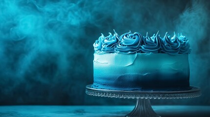 Deep blue and teal gradient with softly glowing and blurred edges, creating a mysterious and cosmic-inspired ambiance