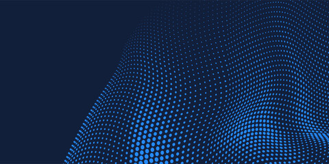 Obraz premium Dots halftone blue color pattern gradient texture with technology digital background. Dots pop art comics with nature graphic design.