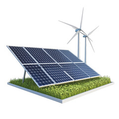 solar panels and wind turbine