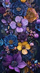 Luxurious Deep Purple and Gold Floral Arrangement