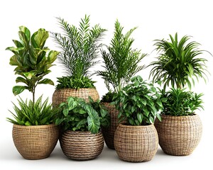 Fototapeta premium Tropical plants in woven pots