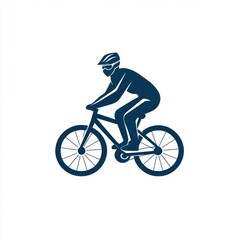 Fototapeta premium Cyclist Riding Bicycle Wearing Helmet and Goggles