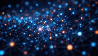 Interconnected Digital Network on Dark Blue Background