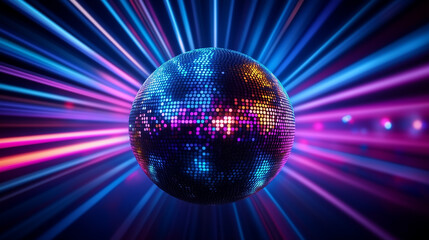 Disco ball with colorful lights.