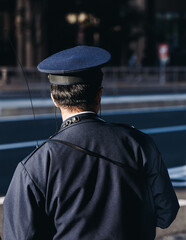 Japanese police squad formation in protective uniform with 