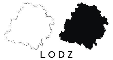 Lodz city map with black border outline vector