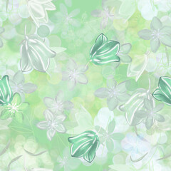 seamless pattern with flowers on green colour background 